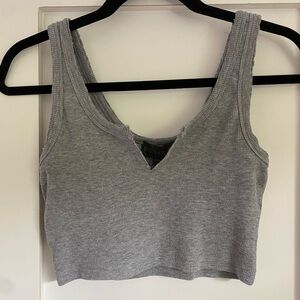 Gray Ribbed Crop Top